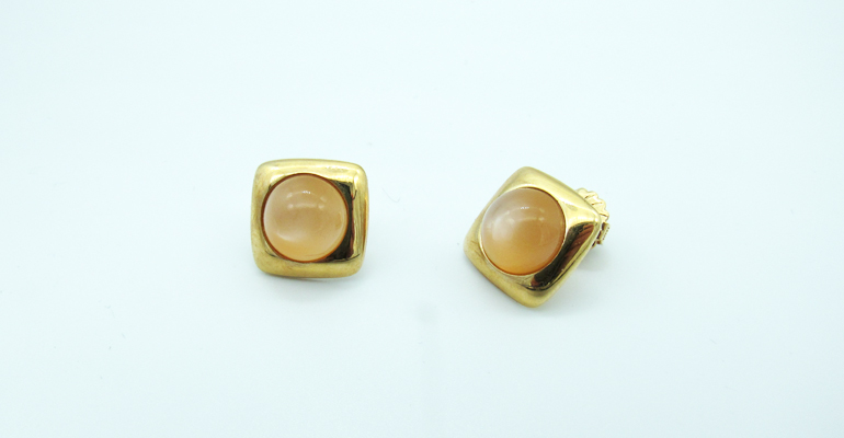 14K Gold Moonstone Earrings